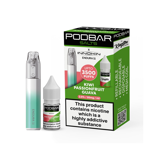 Podbar Salts by Kingston x Innokin Endura S1 Disposable Vape Kit 3500 Puffs 20mg