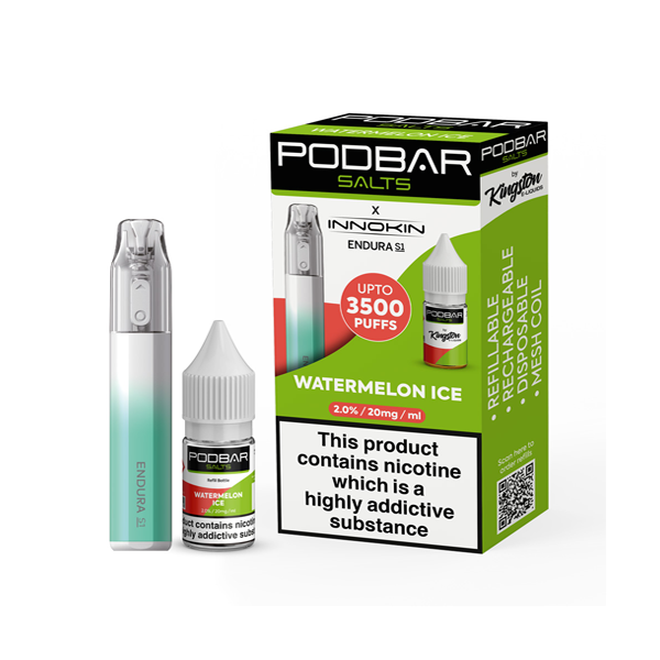 Podbar Salts by Kingston x Innokin Endura S1 Disposable Vape Kit 3500 Puffs 20mg