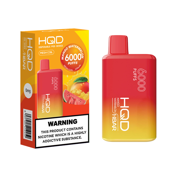 HQD HBAR Disposable Vape Device 6000 Puffs 0mg