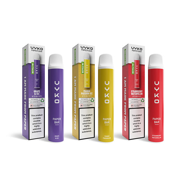 VYKO (99% Plastic Free) Paper Bar Disposable Vape Device 800 Puffs 20mg