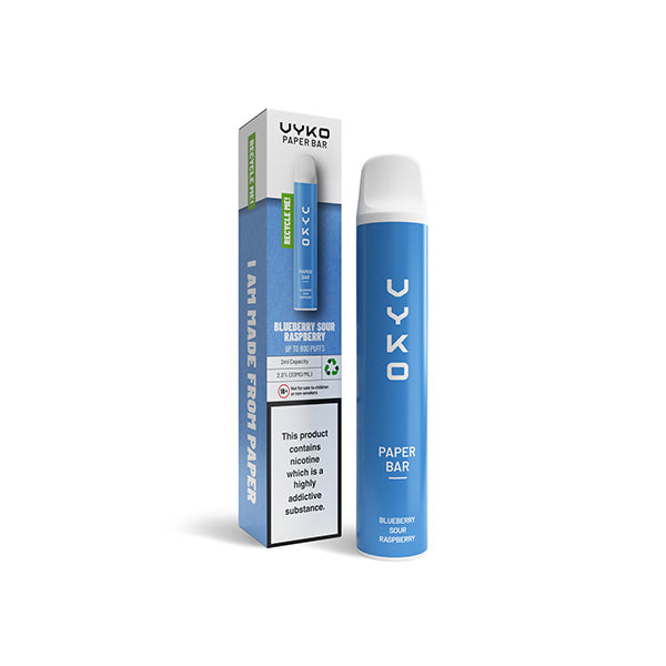 VYKO (99% Plastic Free) Paper Bar Disposable Vape Device 800 Puffs 20mg