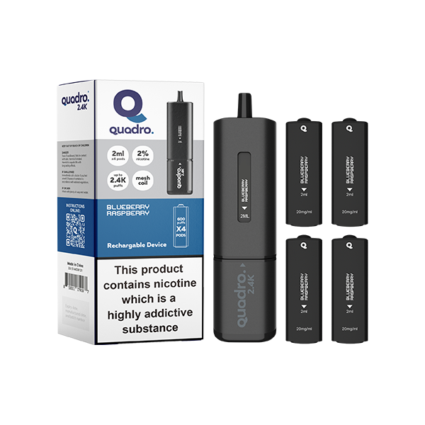 Quadro 2.4K Pod Vape Kit Black Series 2400 Puffs 20mg