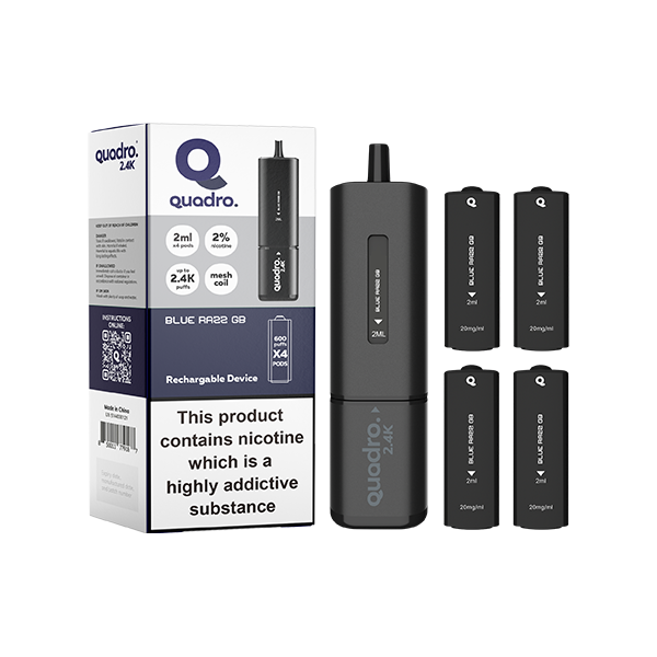 Quadro 2.4K Pod Vape Kit Black Series 2400 Puffs 20mg