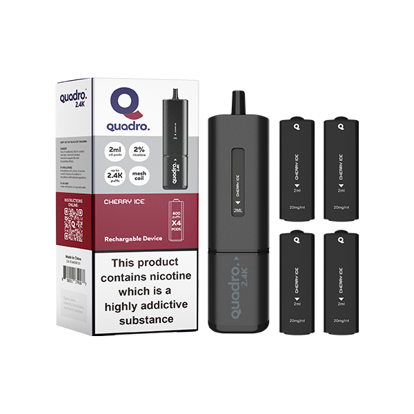 Quadro 2.4K Pod Vape Kit Black Series 2400 Puffs 20mg