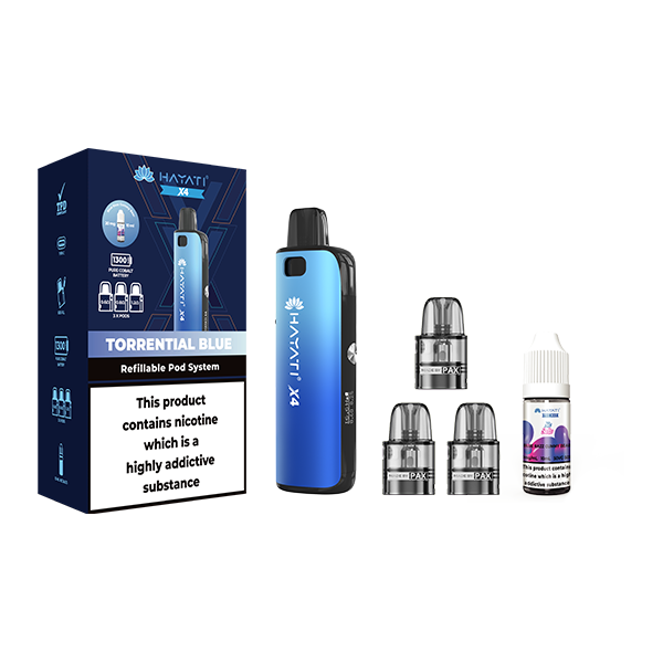 Hayati X4 Refillable Pod Kit Includes 1X Nic Salts 20mg + 3x Refillable Pods