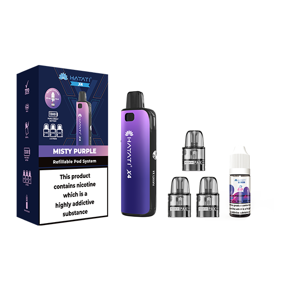 Hayati X4 Refillable Pod Kit Includes 1X Nic Salts 20mg + 3x Refillable Pods